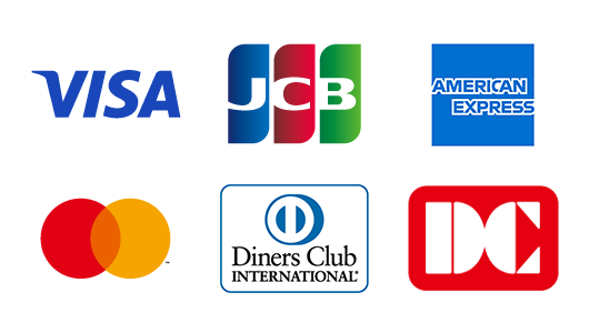 VISA、JCB、アメリカン・エキスプレス、Master Card、ダイナース、DC